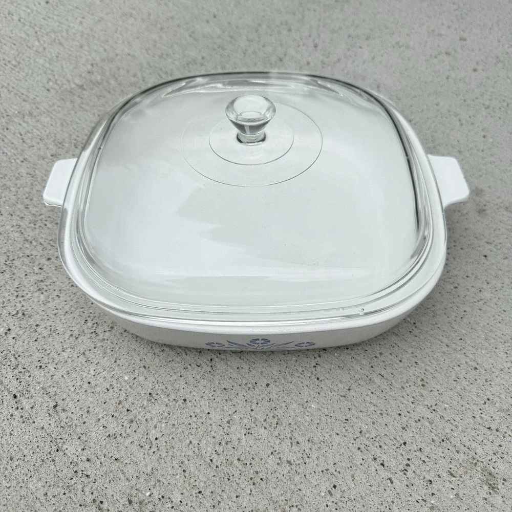 Vintage CorningWare P-10-B Blue Cornflower Casserole Dish Glass Lid 10